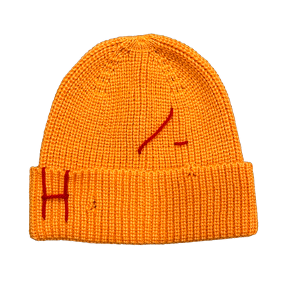 Orange Ribbed Beanie