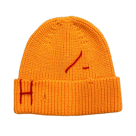 Orange Ribbed Beanie